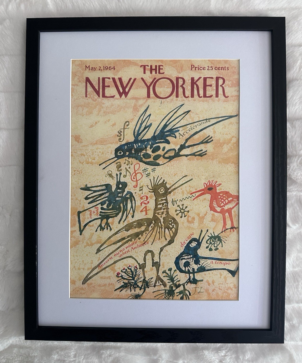 Framed 1964 The New Yorker Magazine May 2 Musical Birds Joseph Low